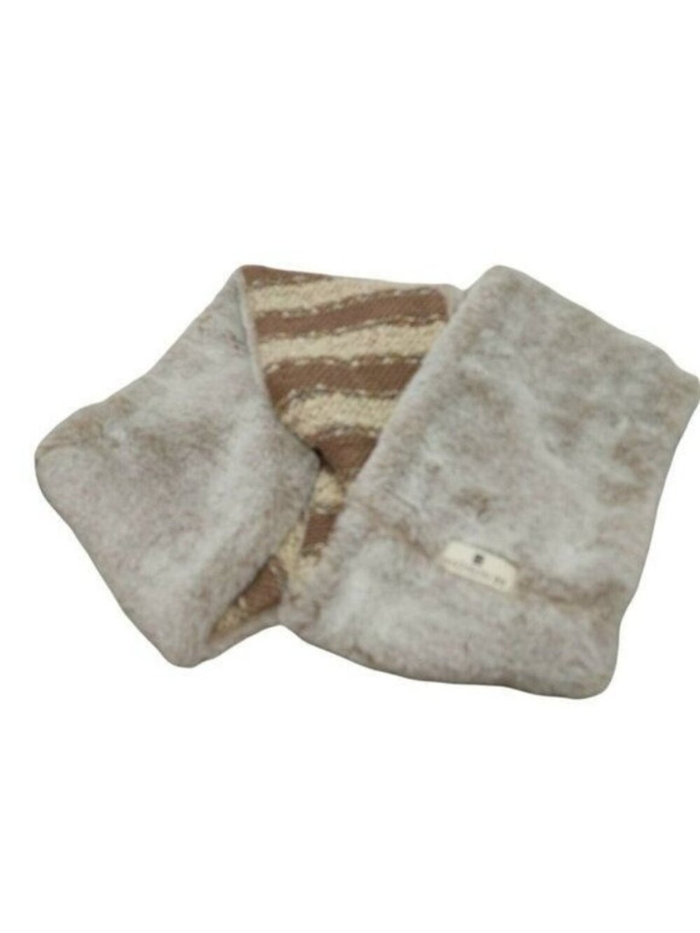 Madison 88 Scarf faux fur brown creme infinity 66"
